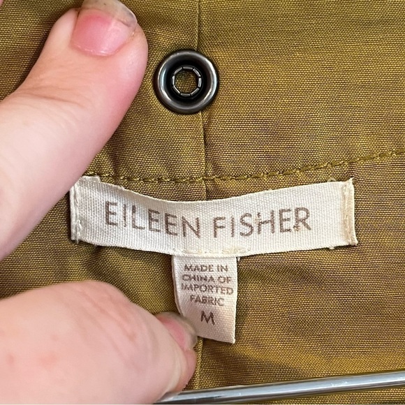 Eileen Fisher size medium yellow green lined light weight hooded raincoat - Picture 16 of 16